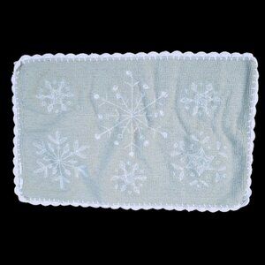 St Nicholas Square Light Green Snowflake Crochet Edge Cotton Bath Mat
